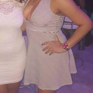 Black and white striped dress